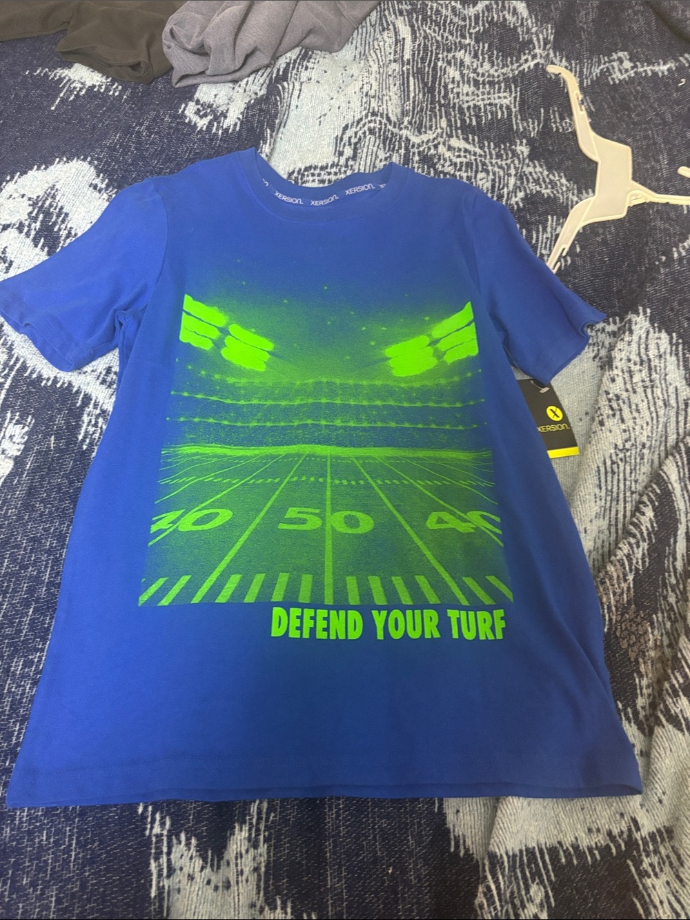 Boys Blue Graphic Tee - Defend Your Turf
